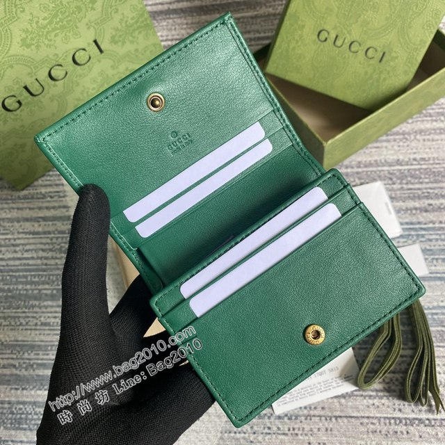 Gucci新款卡包 古馳竹子設計小牛皮錢包 Gucci全皮純色零錢包 658244  ydg3019